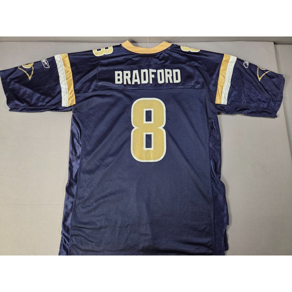 Reebok Rams Jersey Mens Extra Large Blue Gold St. Louis Sam Bradford NFL Y2K